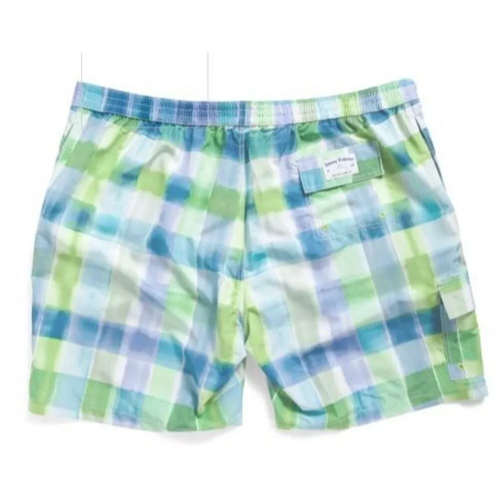 Tommy Bahama Mens Blue Green Plaid Pockets Swim Trunks Plus Sz 3XL Big New